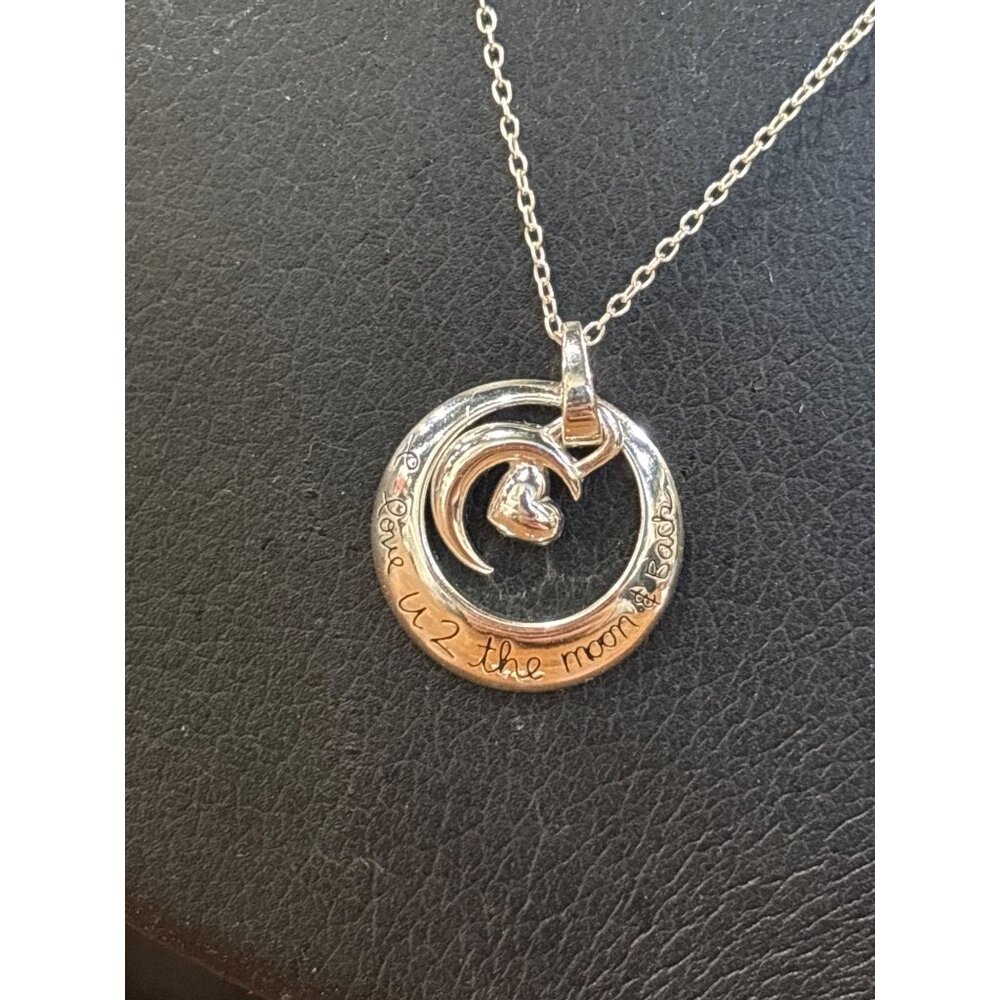 Sterling Silver "Love You To The Moon & Back" Necklace & Earrings Set - Picture 3 of 8